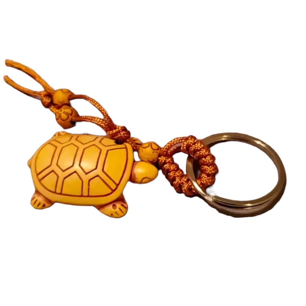 Polyresin Carved Brown Turtle Keychain